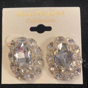 Beau Douglas Crystal Clear Oval Cluster Earrings